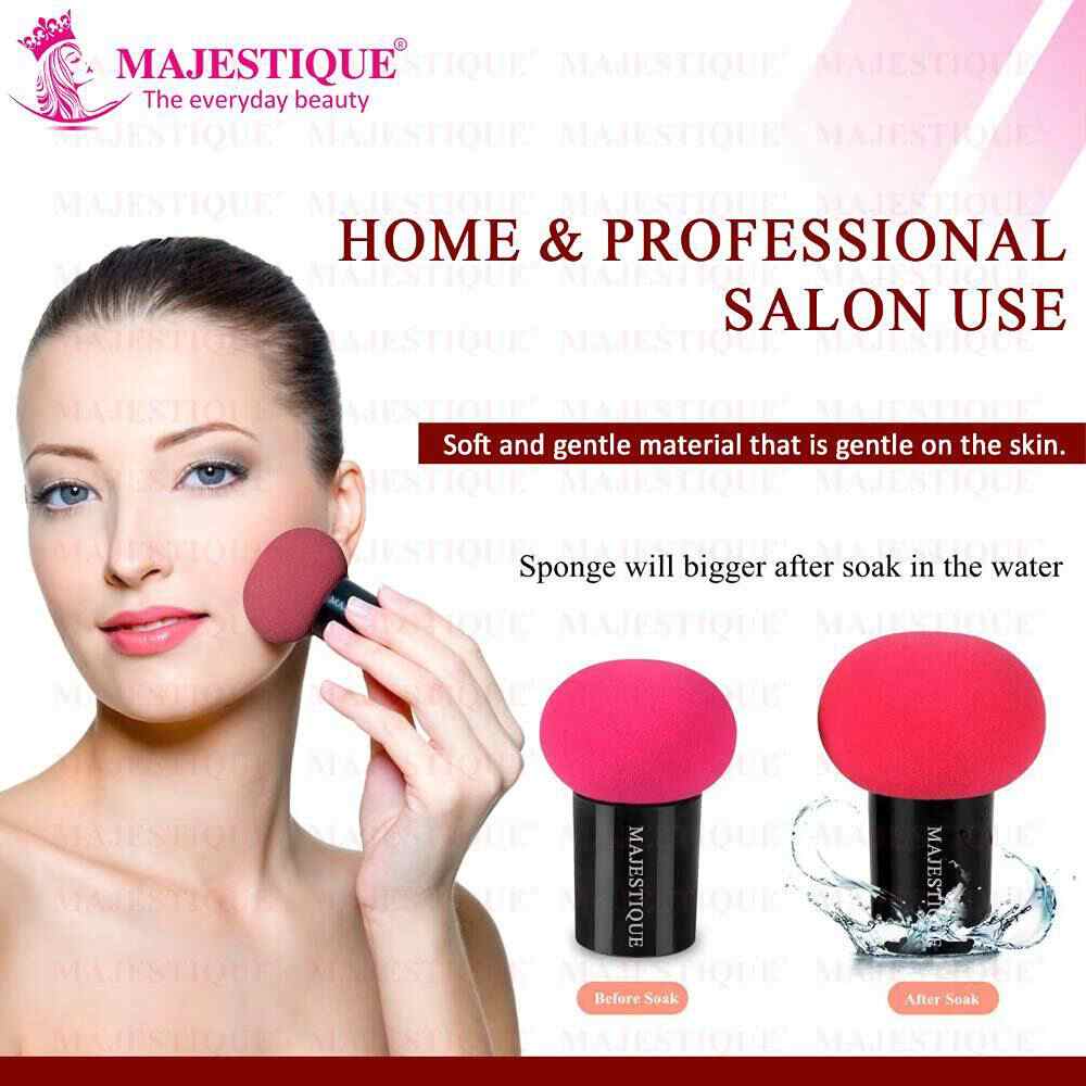 Majestique Mushroom Head Sponge with Handle Case FC82 Powder Puff (Color May Vary)