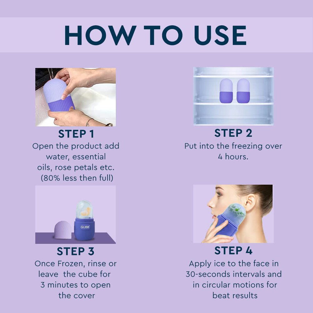 GUBB Ice Roller for Face,Eyes & Neck - Face Ice Roller, Ice Roller for Face Massager, Reusable Silicone Facial Ice Roller For Glowing & Tighten Skin