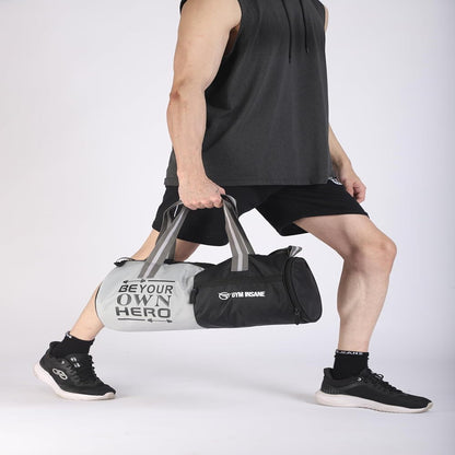 GYM INSANE Gym Hero Polyster Duffle Bag with Shoe Compartment for Men & Women - Color Black(22 Ltr)