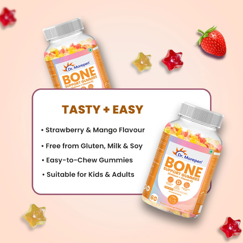 Dr. Morepen Bone Support Gummies With Calcium + Vitamin D (60 Gummies)