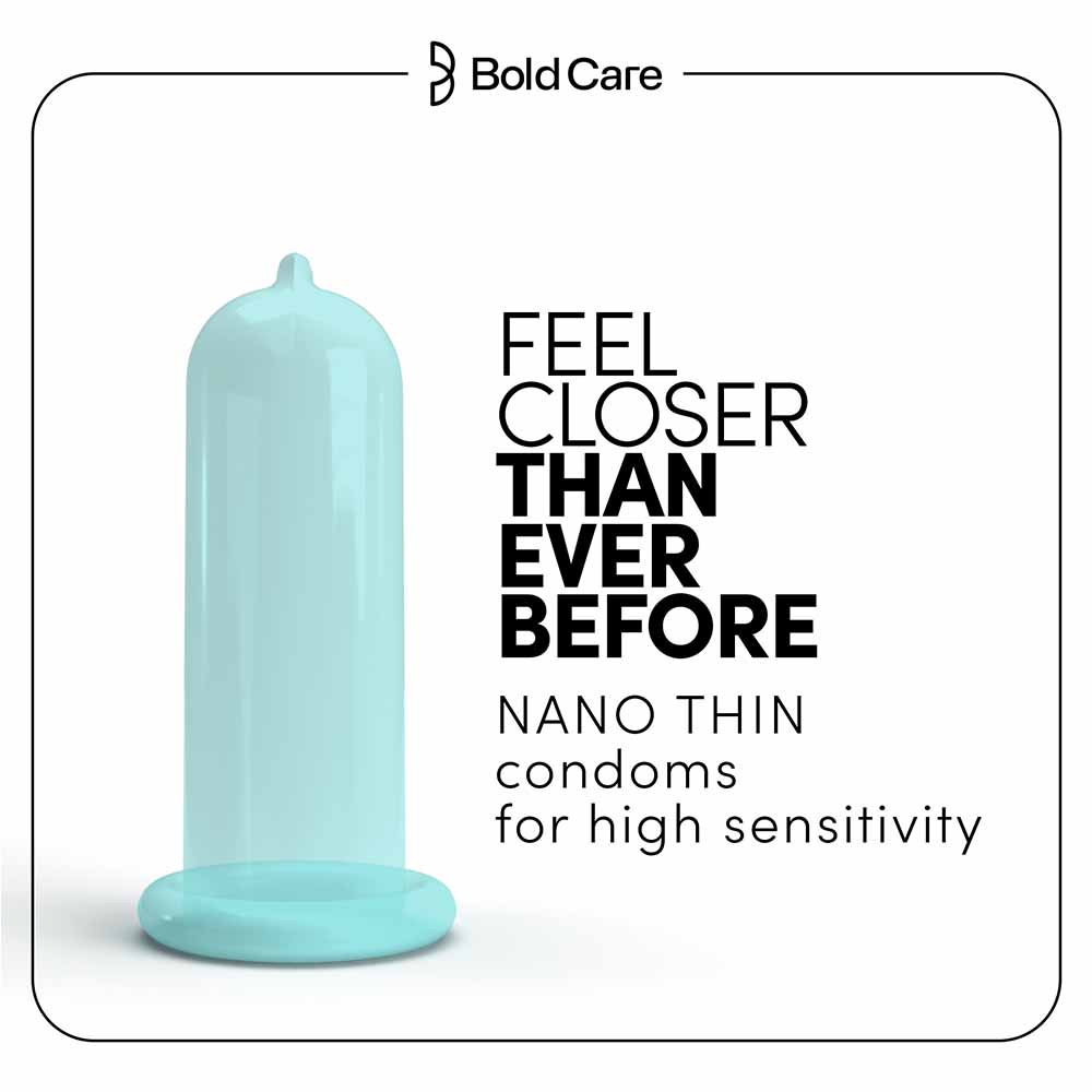 Bold Care 404 Super Nano Thin Condoms For Men, 50 Microns with Disposable Pouches (50 gms)