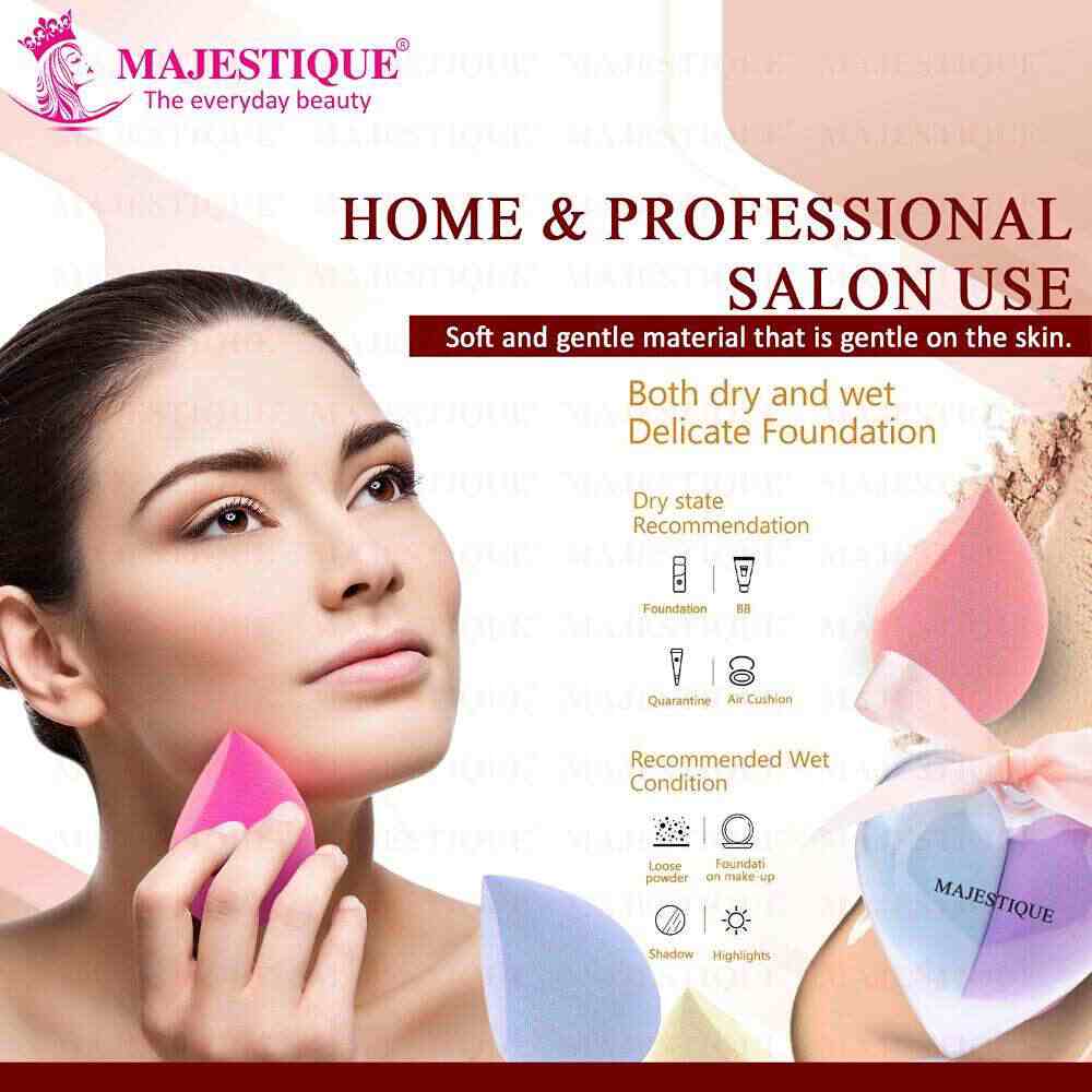 Majestique Heart Shape Beauty Blender FC67 for Liquid, Cream & Powder, Makeup Sponges (Color May Vary)