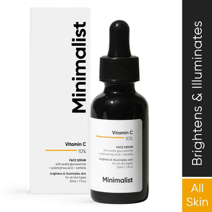 Minimalist 10% Vitamin C Face Serum for Glowing Skin (30ml)