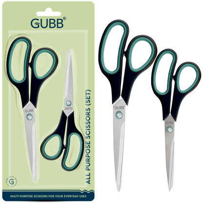 GUBB All Purpose Scissor Set For Hair Cut, Kitchen Use, Craft & Tailoring Professional - Large & Medium