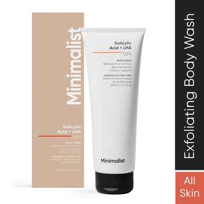 Minimalist Salicylic Acid + Lha 02% Body Wash Shower Gel for Women & Men (200ml)