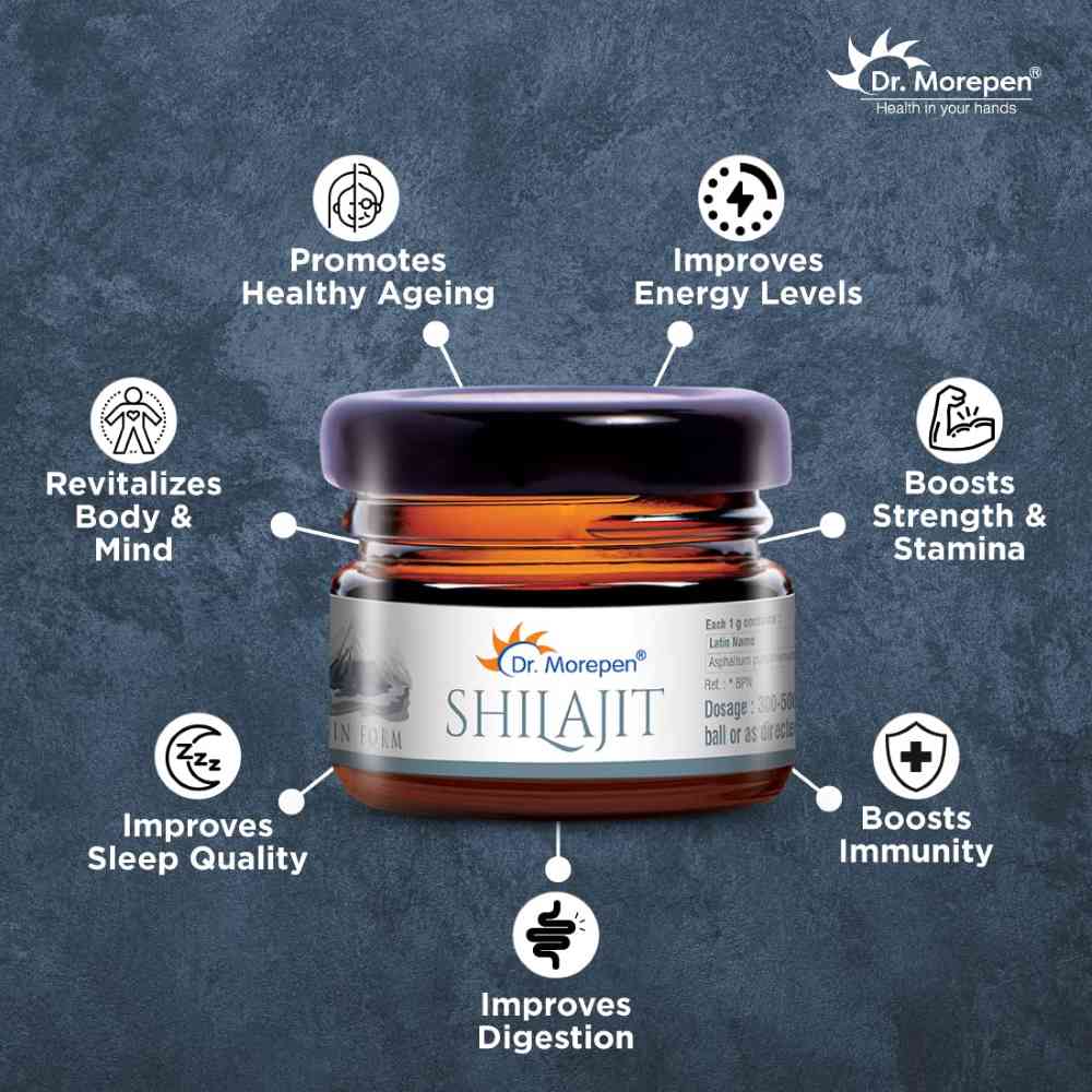 Dr. Morepen Natural & Pure Shilajit Resin Ayurvedic Energy Booster & Stamina Enhancer (15 gms)