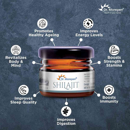 Dr. Morepen Natural & Pure Shilajit Resin Ayurvedic Energy Booster & Stamina Enhancer (15 gms)