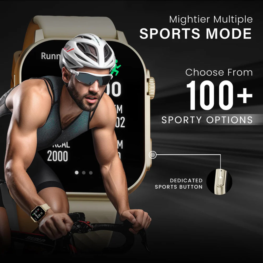 HAMMER Arctic 2.04" Super AMOLED Smart Watch, Metallic Build, BT Calling (Champagne Gold)