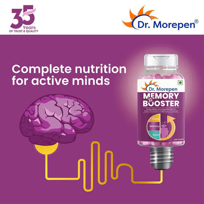 Dr. Morepen Memory Booster Tablets With  Ginko Biloba Ashwagandha & Brahmi (60 Veg Tablets)