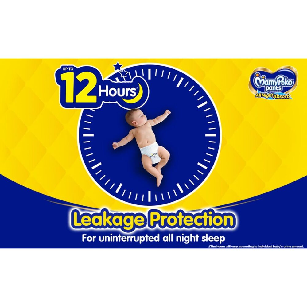 MamyPoko Pants All Night Absorb Baby Diapers, Medium (Pack of 48) 7-12 kg