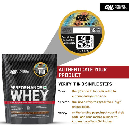 Optimum Nutrition (ON) Performance Whey Protein Powder 0.5Kg (Chocolate Milkshake)