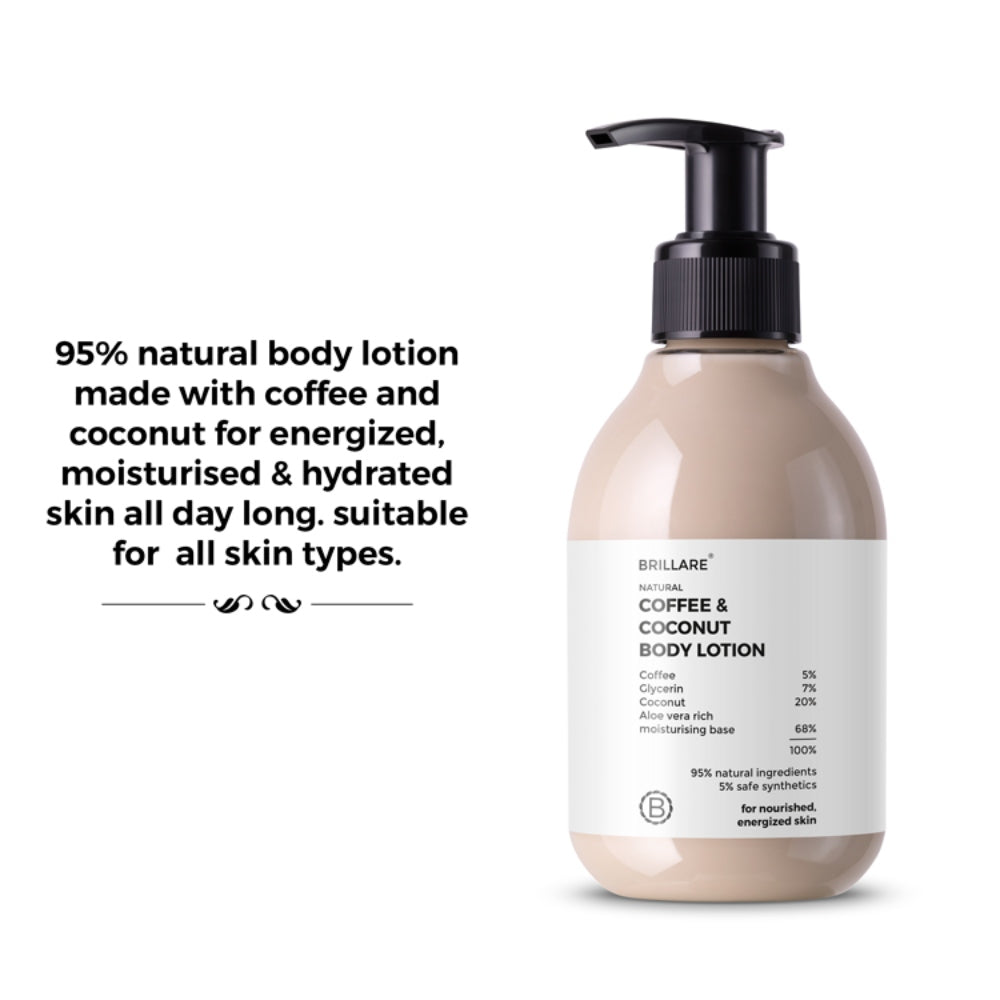 Brillare Coffee & Coconut Body Lotion for Energized & Moisturised Skin- 200 ml
