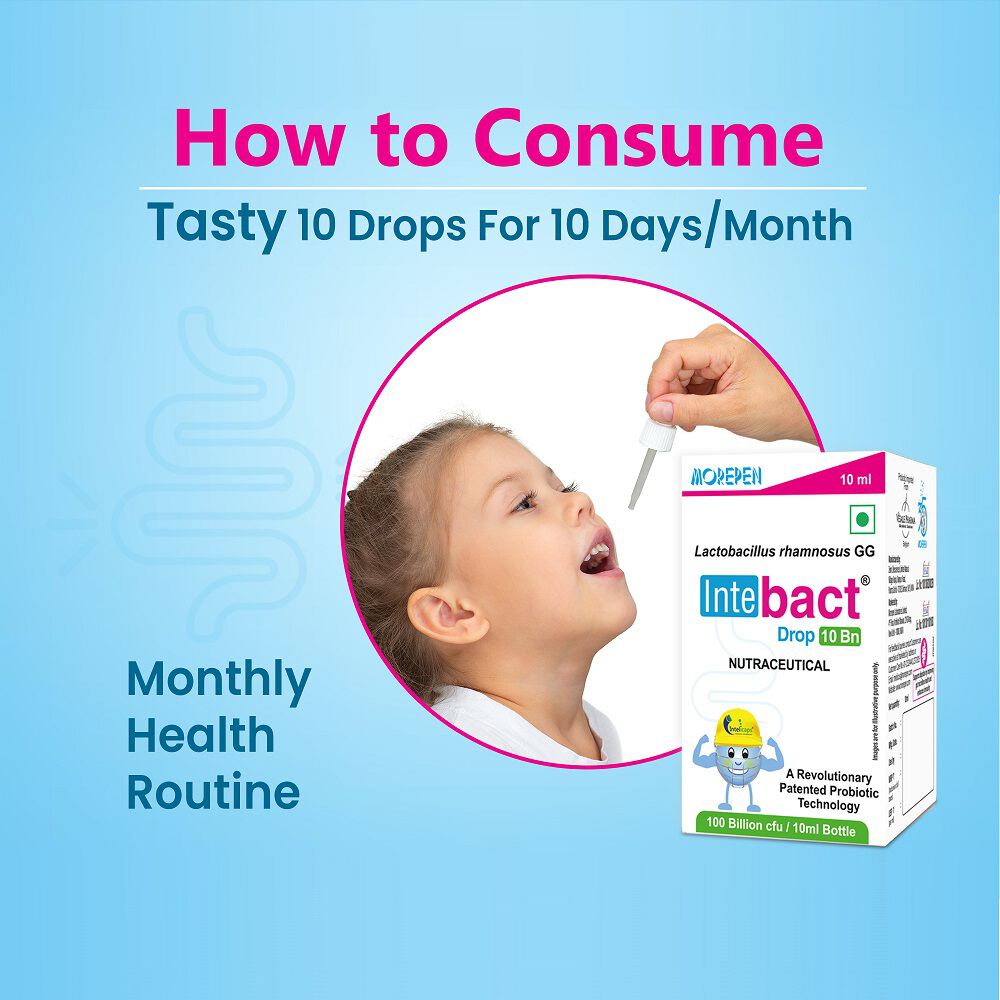 Dr. Morepen Intebact Probiotic Drops 10Bn Cfu Supplement for Gut Health (10ml)