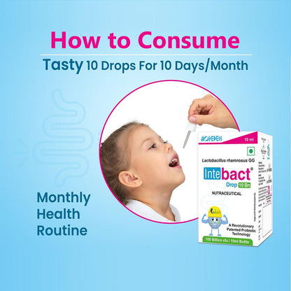 Dr. Morepen Intebact Probiotic Drops 10Bn Cfu Supplement for Gut Health (10ml)