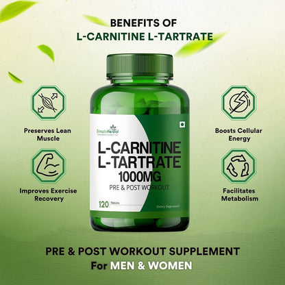 Simply Herbal L-Carnitine with L-Tartrate Tablets - 120 Tablets