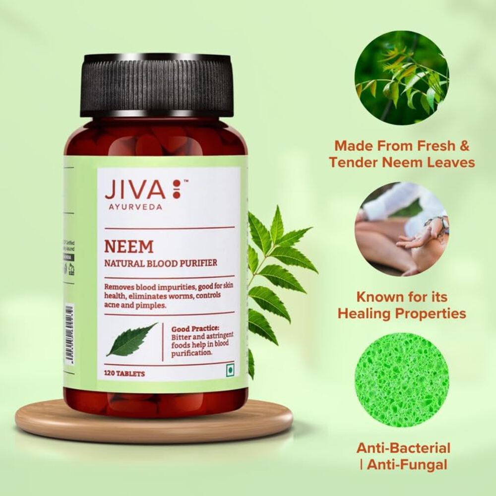 Jiva Neem Tablet for Purifies Blood, Treats Urinary Disorders (120 Tablets)