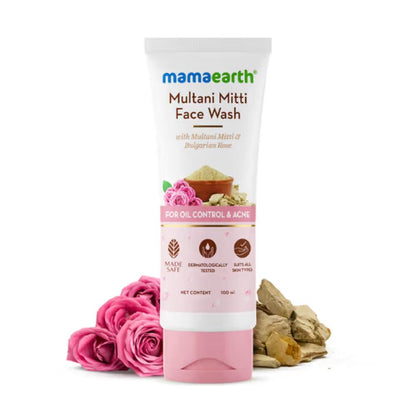 Mamaearth Face Wash Multani Mitti & Bulgarian Rose For Oil Control & Acne (100ml)