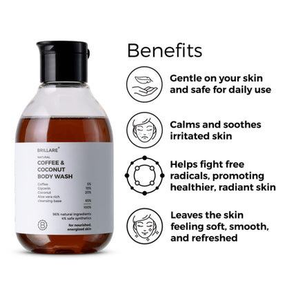 Brillare Coffee & Coconut Body Wash for Energized & Moisturised Skin- 200 ml