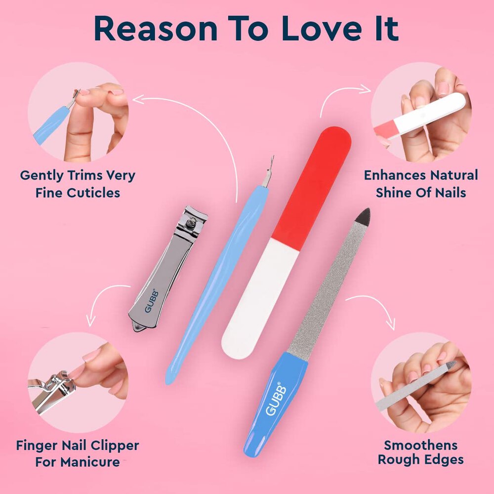 GUBB Manicure Kit 4 In 1 Nail Clipper, Nail Filer, Nail Buffer & Cuticle Remover