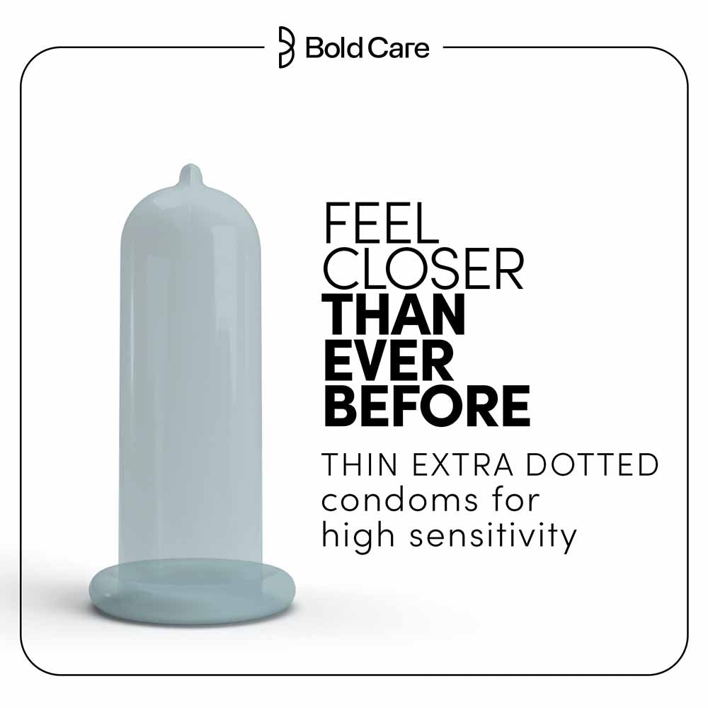 Bold Care 404 Extra Dotted Condom For Men, Electronically Tested - 576 Dots, 70 Microns with Disposable Pouch (50 gms)