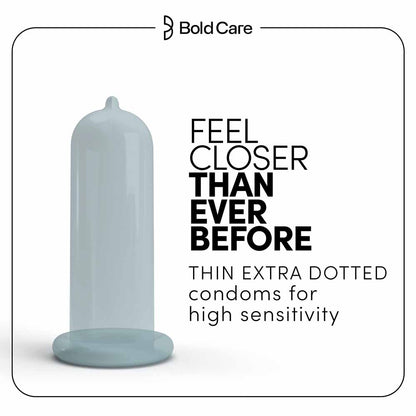Bold Care 404 Extra Dotted Condom For Men, Electronically Tested - 576 Dots, 70 Microns with Disposable Pouch (50 gms)