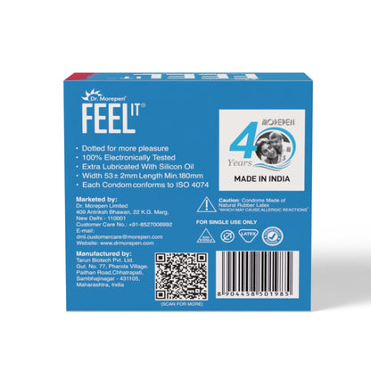 Dr. Morepen Feel It Mass Dotted Condoms 3S Strawberry Flavour