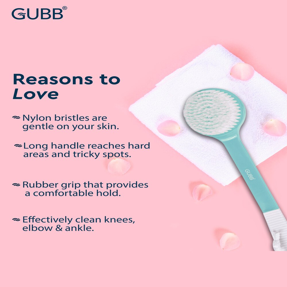GUBB Bath Brush with Long Handle Dual Sided Exfoliating Bath Brush for Cleanse, Exfoliate & Massage