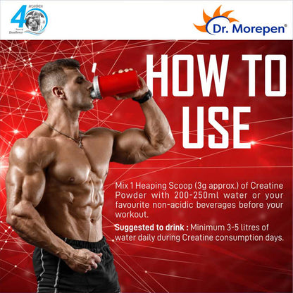 Dr. Morepen MUSCLE FOOD CREATINE MONOHYDRATE - UNFLAVOURED (250 gms)