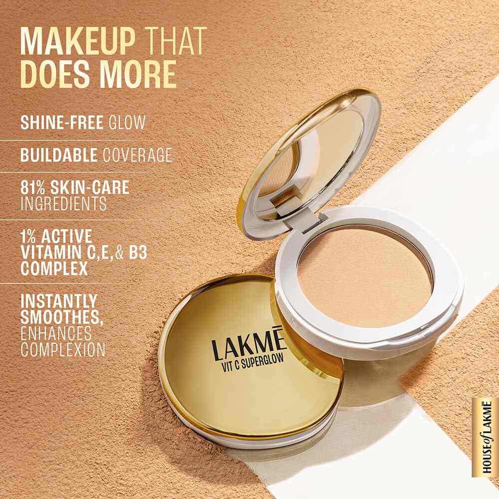 Lakme Makeup+Skincare VitC Superglow Skin Perfecting Compact - Ivory10 (8 gms)