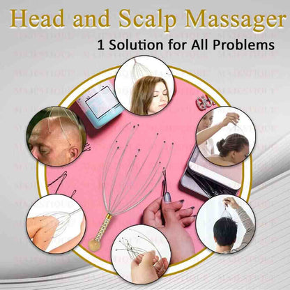 Majestique Head and Scalp Massager, Handheld Head Massage Tingle Stress Relief (Color May Vary)