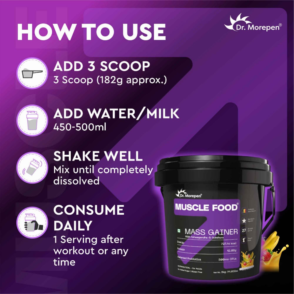 Dr. Morepen Mass Gainer Strawberry & Banana- 5 kg