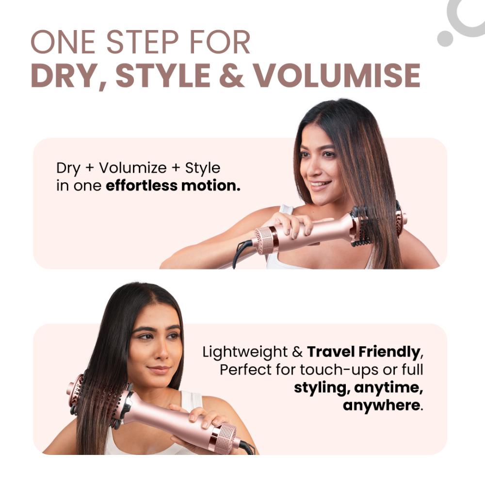 PROTOUCH Born To Shine 2-in-1 Styling Blow Brush - Hair Dryer & Volumizer Brush - Straightens, Smooths & Adds Shine - Ceramic Barrel - 1200W - For All Hair Types - No Heat Damage
