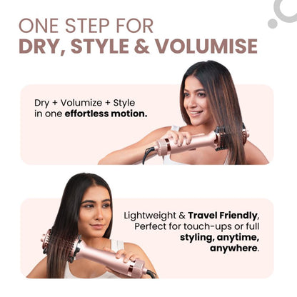 PROTOUCH Born To Shine 2-in-1 Styling Blow Brush - Hair Dryer & Volumizer Brush - Straightens, Smooths & Adds Shine - Ceramic Barrel - 1200W - For All Hair Types - No Heat Damage
