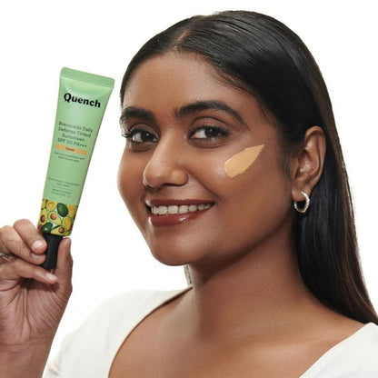 Quench Daily Defense Tinted Sunscreen SPF 50 PA+++ with Avocado Vitamins C & E - Deep (50ml)