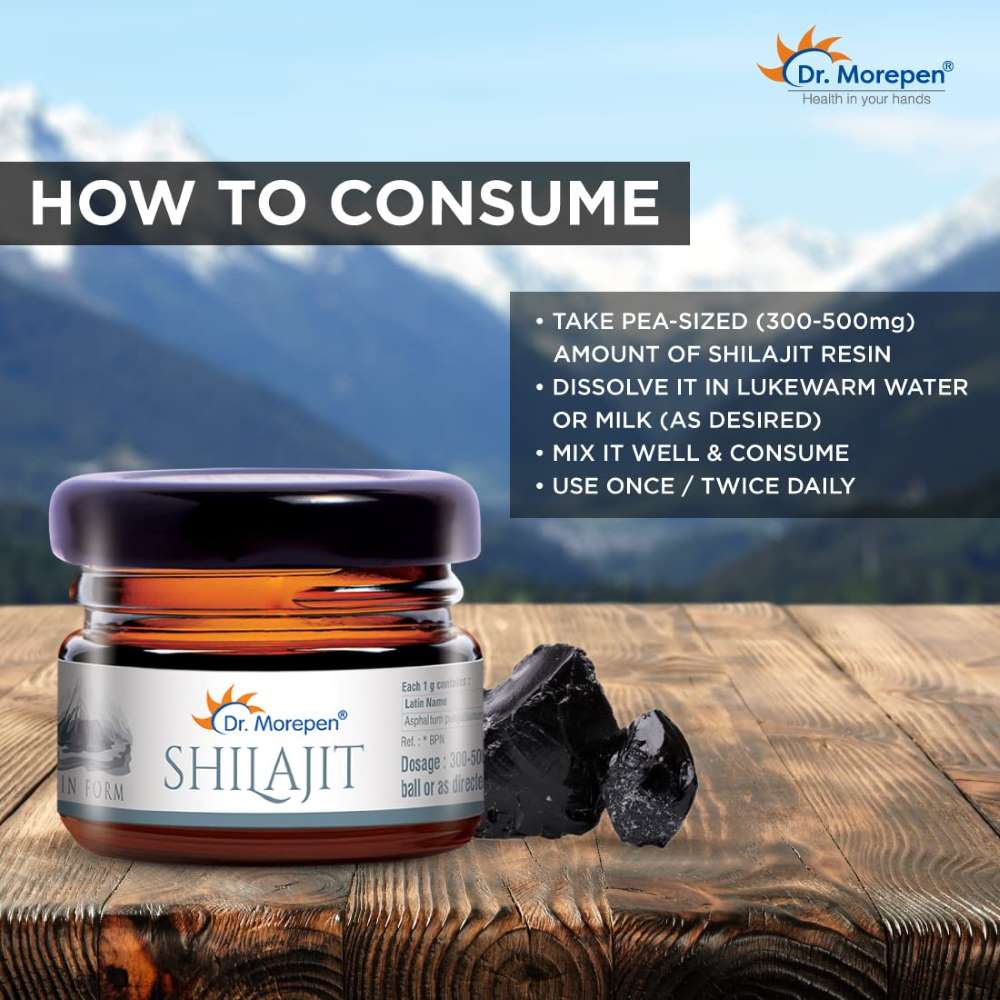 Dr. Morepen Natural & Pure Shilajit Resin Ayurvedic Energy Booster & Stamina Enhancer (15 gms)