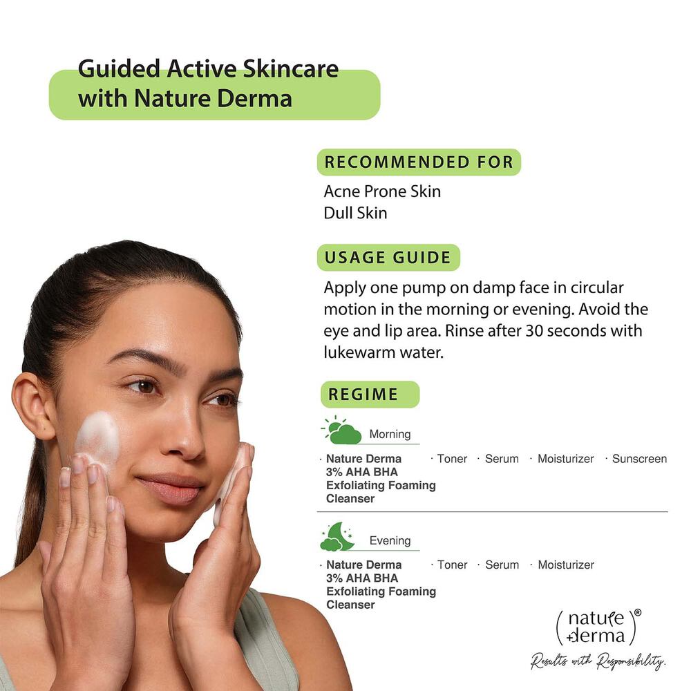 Nature Derma 3% AHA BHA Facewash with 100% Natural Biome-Boost™ (100ml)