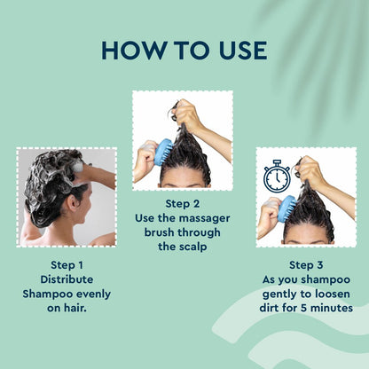 GUBB Stimulating Scalp Massager Brush with Extra and Thick Silicon Bristles, Helps In Stimulating Blood Flow & Reducing Dandruff
