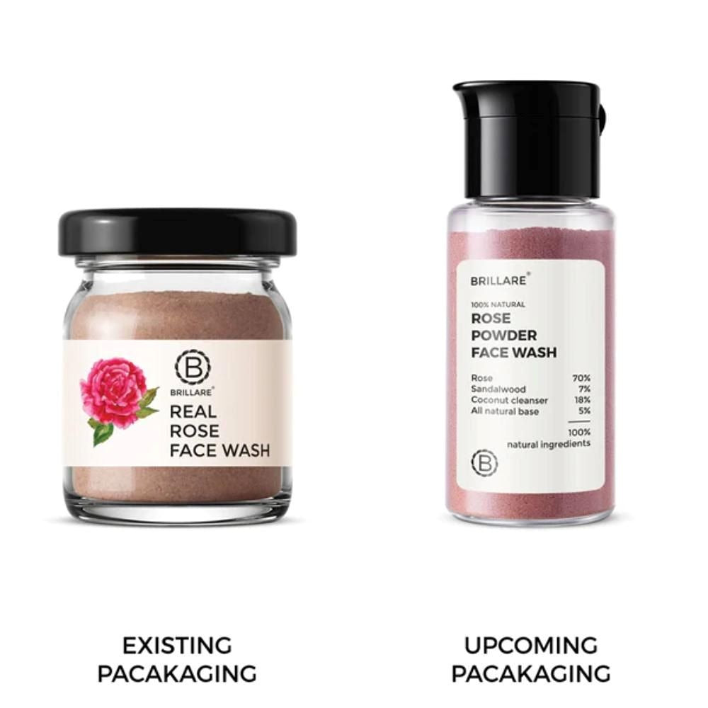 Brillare Rose Powder Face Wash For Well Hydrated, Younger Looking Skin (15 gms)