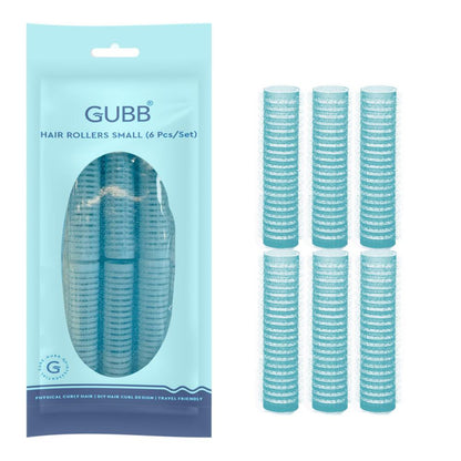 GUBB Hair Rollers For Hair Curling - Self Grip Holding Rollers - Rollers for Hair - Hair Rollers for Small Hair - Hair Rollers with Clips- 6 Large Small Curlers - Blue