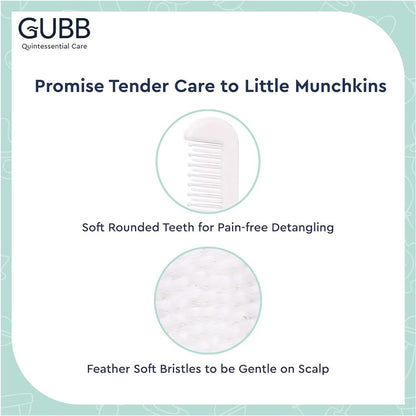 GUBB Baby Grooming Kit for New Born Baby, Baby Comb & Brush Set with Soft Nylon Bristles (Blue)