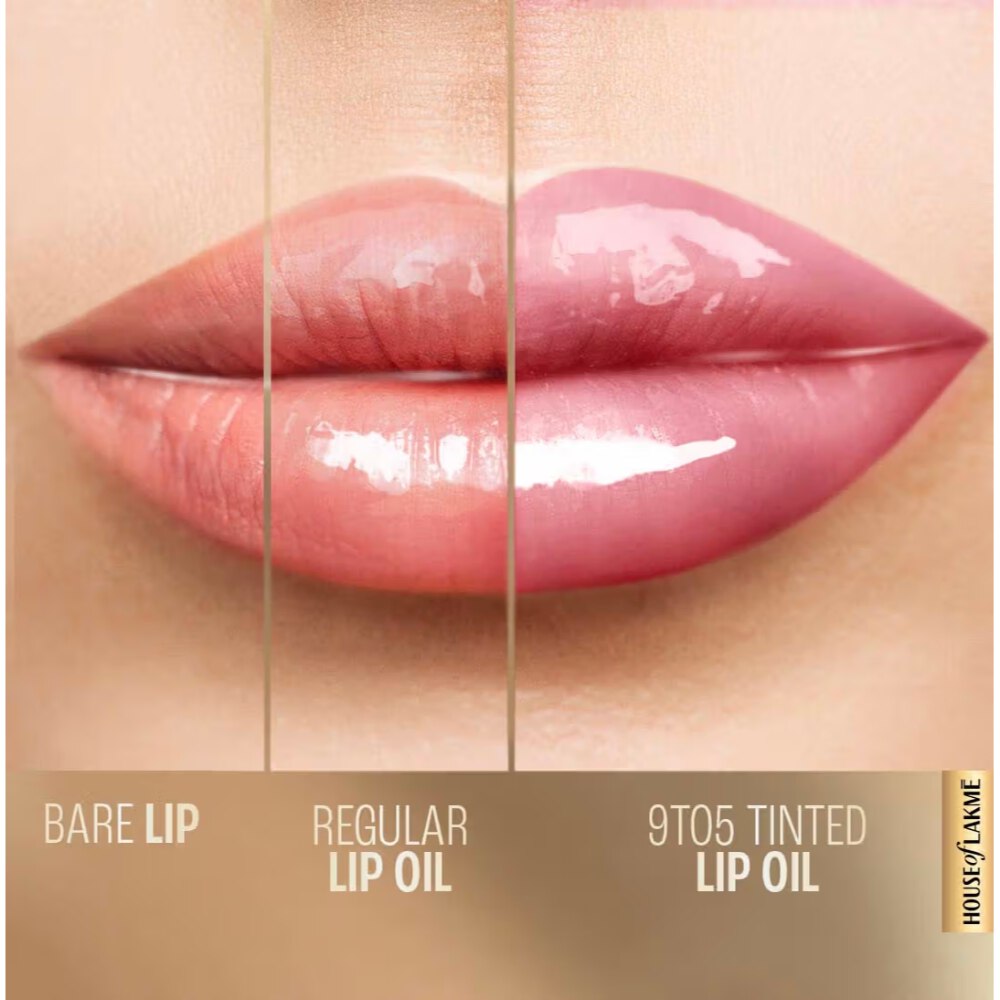 Lakme 9to5 Overtime Shine Tinted Lip Oil - Frosted Pink (5.3ml)