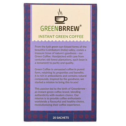Green Brrew Instant Green Coffee-Hazelnut (20 Sachets)