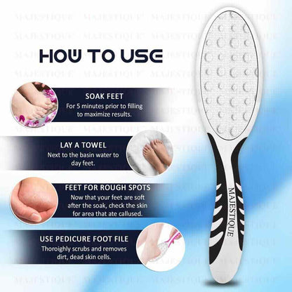 Majestique Dual Side Foot Scrubber, Heel Scraper for Feet, Hands and Body (Color May Vary)