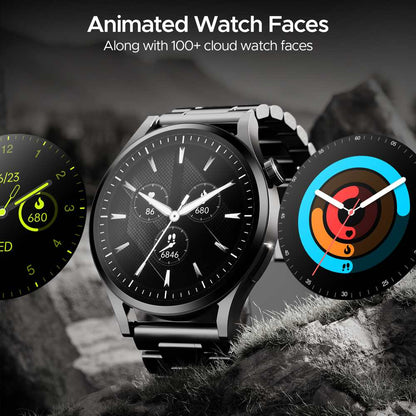 boAt Lunar Embrace w/ 1.51" (3.8 cm) AMOLED Display, BT Calling, Functional Crown, Metal-Built, 100+ Sports Mode, Animated Watch Faces, Built-in Games, Smart Watch for Men & Women (Steel Black)