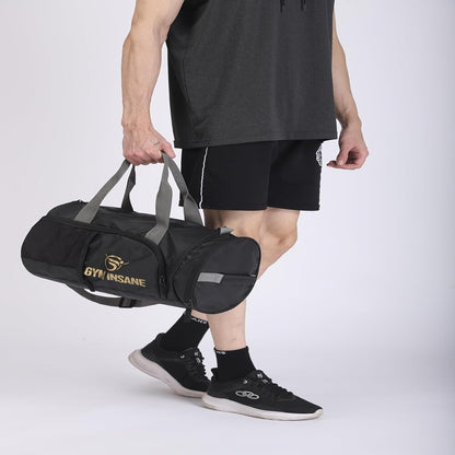 GYM INSANE Gym Duffle Bags for Men Gym Bag with Shoe Compartment for Men - Women - Boys & Girls (Black/Golden)