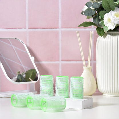 GUBB Hair Rollers For Hair Curling - Self Grip Holding Rollers - Rollers for Hair - Hair Rollers for Long Hair - Hair Rollers with Clips- 6 Large Hair Curlers - Green