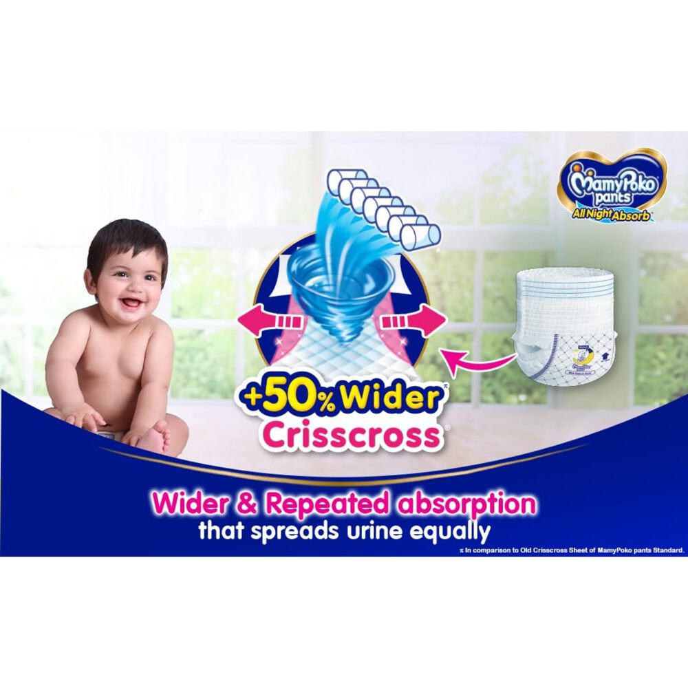 MamyPoko Pants All Night Absorb Baby Diapers, Medium (Pack of 48) 7-12 kg