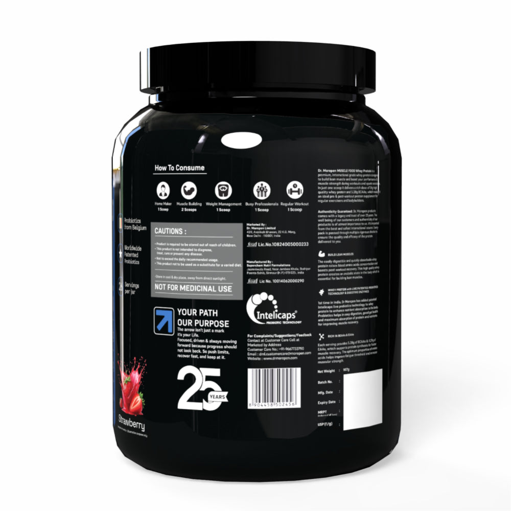 Dr. Morepen Whey Protein Strawberry- 907g/2lbs