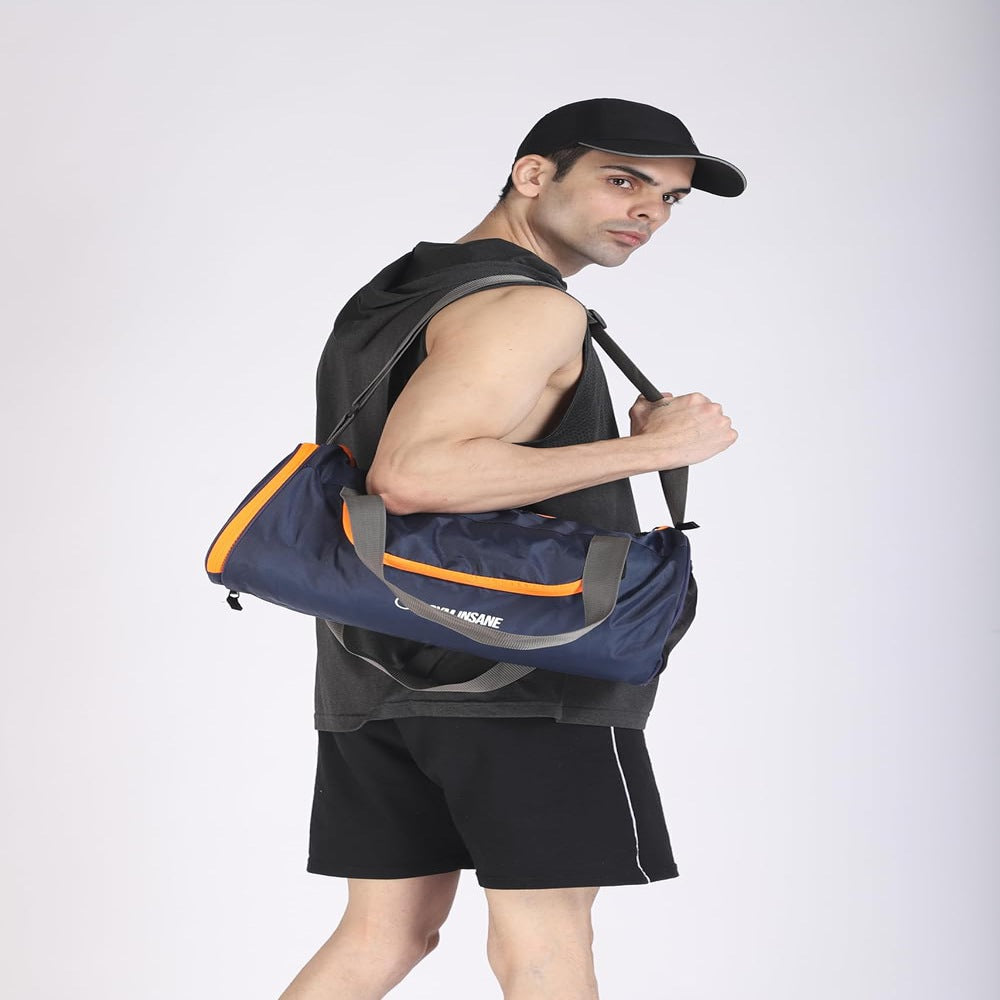 GYM INSANE Navy Breeze Polyester Duffle Bag with Shoe Compartment for Men & Women - Color Navy Blue(21 Ltr)