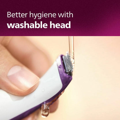 Philips BRT383/15 Rechargeable Cordless Wet & Dry Trimmer for Women, Bikini Trimmer with 3 Length Settings, 180mins Runtime